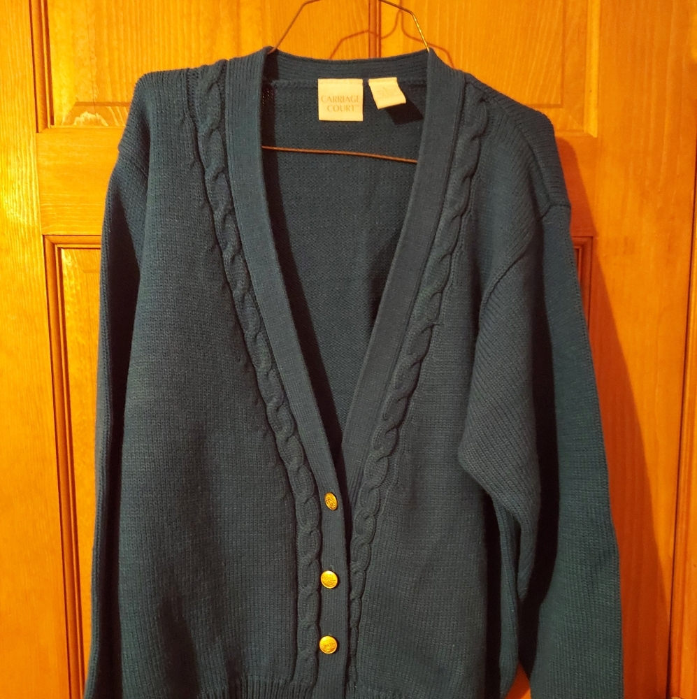 Womens size Large Carriage Court Cardigan with 4 buttons